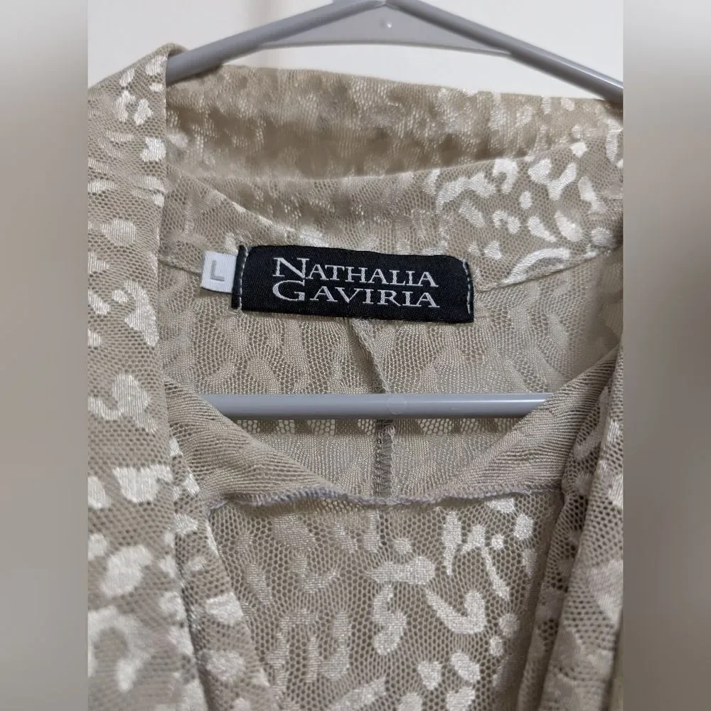 Nathalia Gaviria Coquita Sheer Lace Top High Low With Tie Leopard Size XS/Small - Picture 3 of 5
